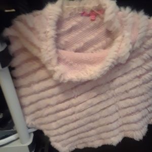 Pink furry Spring-Autumn shawl